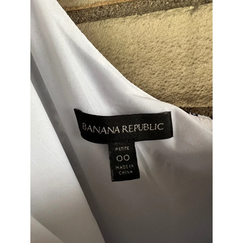 Banana Republic Paisley One Shoulder Asymmetrical Dress Navy White 00 Petite - Picture 2 of 5